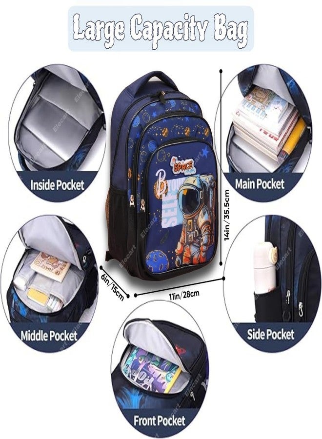 Elecart School Bag Combo Set for Girls - 5 in 1 Back to School Hamper with Backpack, Lunch Bag, Tiffin Box, Water Bottle & Pencil Pouch - Complete School Essentials Gift Set for Kids (Astronaut) - Image 3